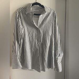 Frame Black and White Striped Button-Up Shirt